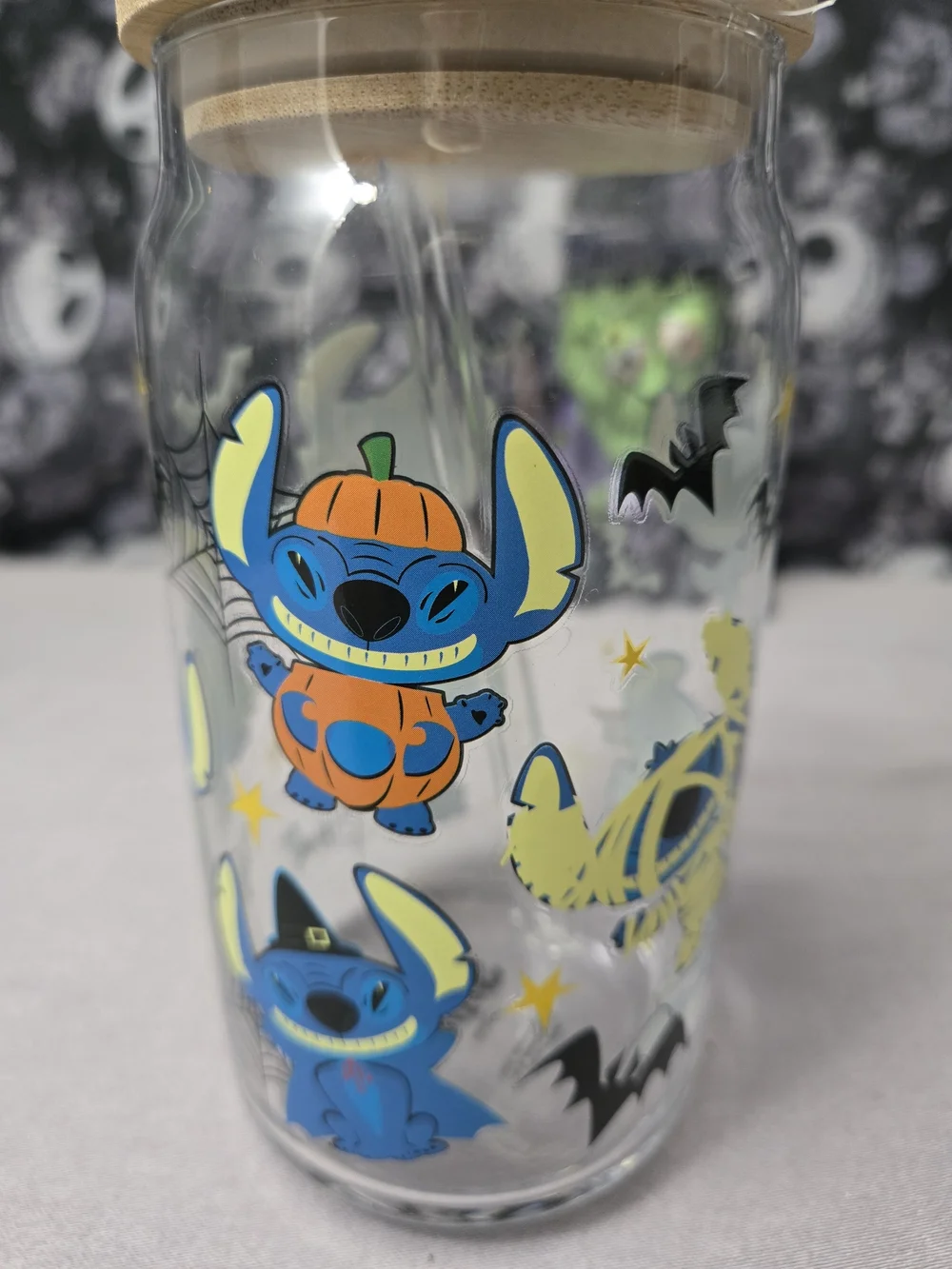 stitch (lilo and stitch) Spooky Halloween 16oz Glass Tumbler New W/O Box